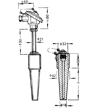 WRNR-14化工用焊接式錐形套管熱電偶安裝圖片 WRNR-14化工用焊接式錐形套管熱電偶安裝圖片