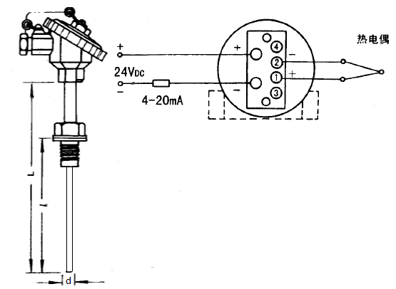 SBWR-2280/236K熱電偶一體化溫度變送器安裝圖片